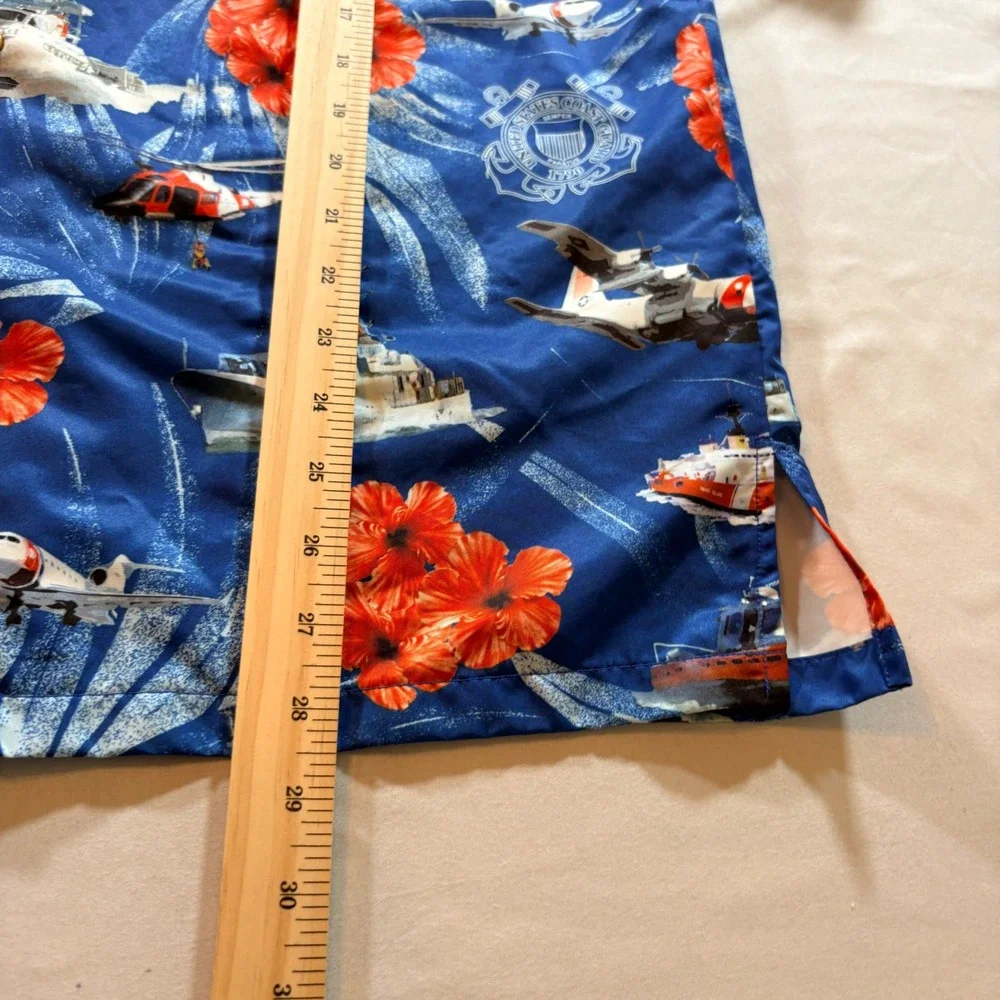 AE Sport US Coast Guard Hawaiian Shirt Mens Small Blue USCG Military Aloha USA